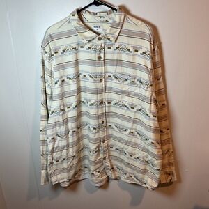 Hurley Men’s Long-Sleeve Button-Up Shirt in Cream Stripe